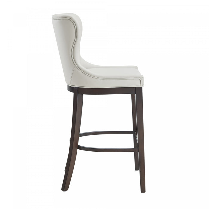 Tabouret de bar Blair moderne en bois avec revetement en tissu blanc - Lot de 3