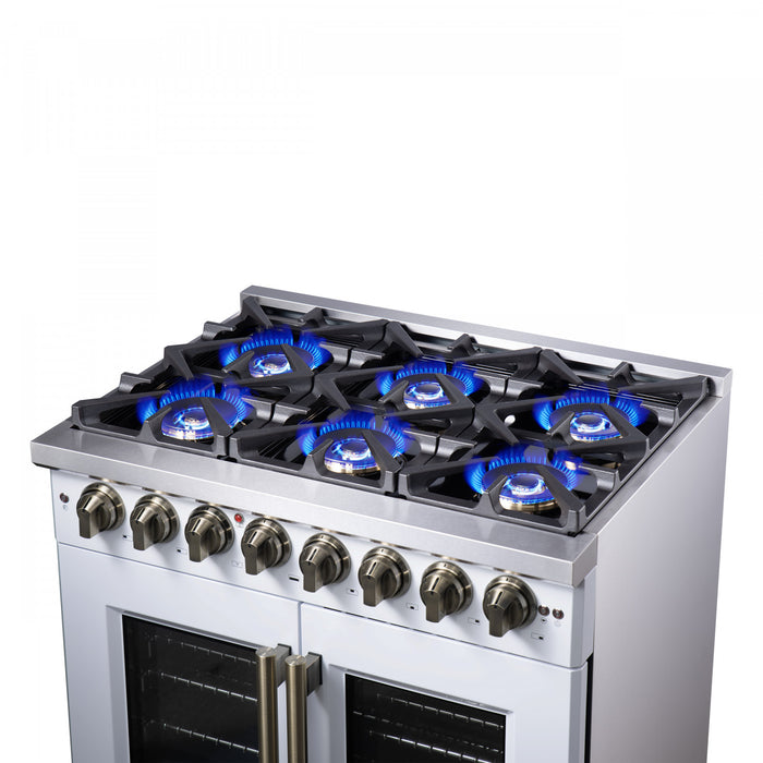 Cuisiniere a double combustible Capriasca de 36 po, blanche, 5.36 pi³ – FFSGS6387-36BLK