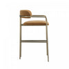 Serene Mid-Century Modern Metal Upholstered Counter Stool in Turmeric | Tabouret de comptoir moderne mi-siecle en metal et tissu, coloris curcuma