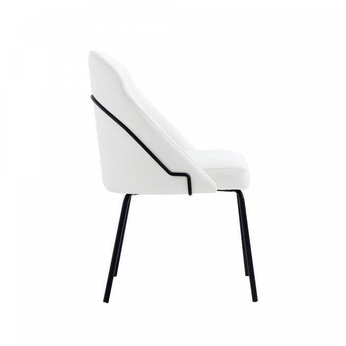 Chaise de salle a manger moderne Gracie en metal et cuir vegetalien blanc et noir