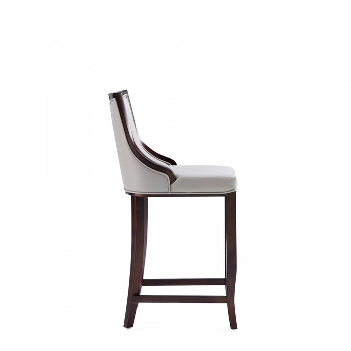 Tabouret de bar en bois traditionnel Emperor avec assise rembourree, gris clair – Lot de 2