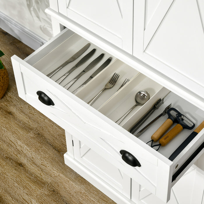 HOMCOM Garde-Manger Buffet Autoportant 4 Portes Blanc