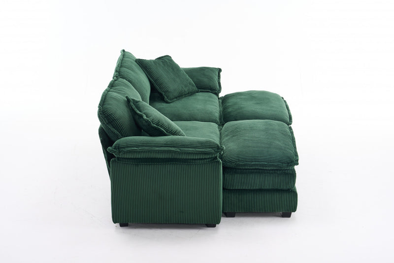 Liam Canape modulaire confortable Cloud 84,6\" avec revetement en velours cotele, Vert