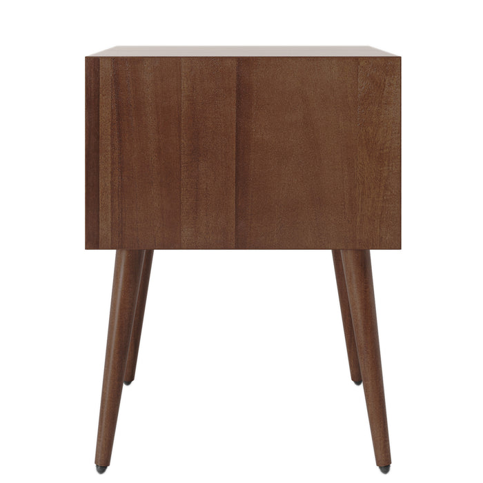Emma Table de Nuit Moderne Mid-Century avec 2 Tiroirs, Marron