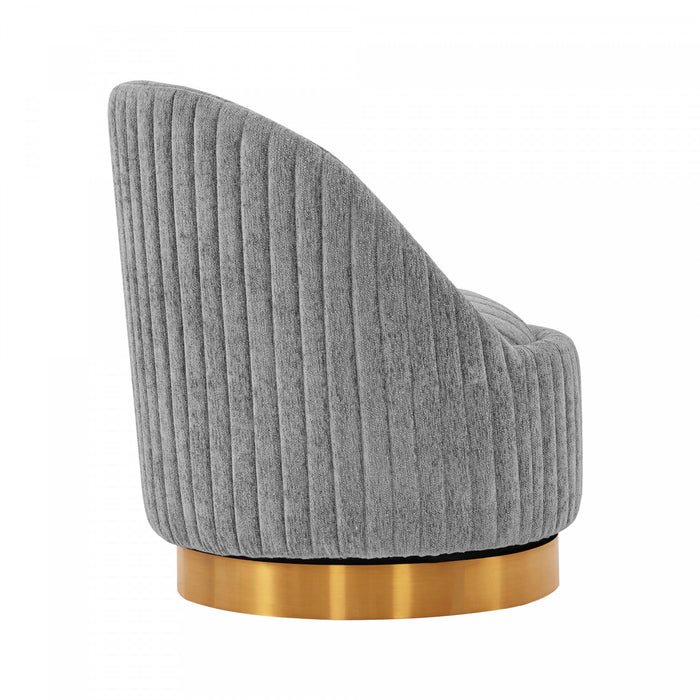 Fauteuil pivotant moderne en chenille Leela gris - Lot de 2