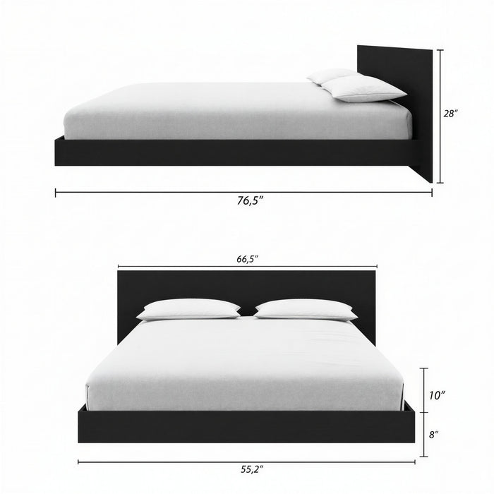 Lit plateforme bas Satori avec tete de lit Double