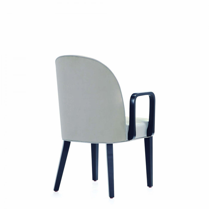 Fauteuil moderne en bois Hillman avec accoudoirs et revetement gris clair - Lot de 2
