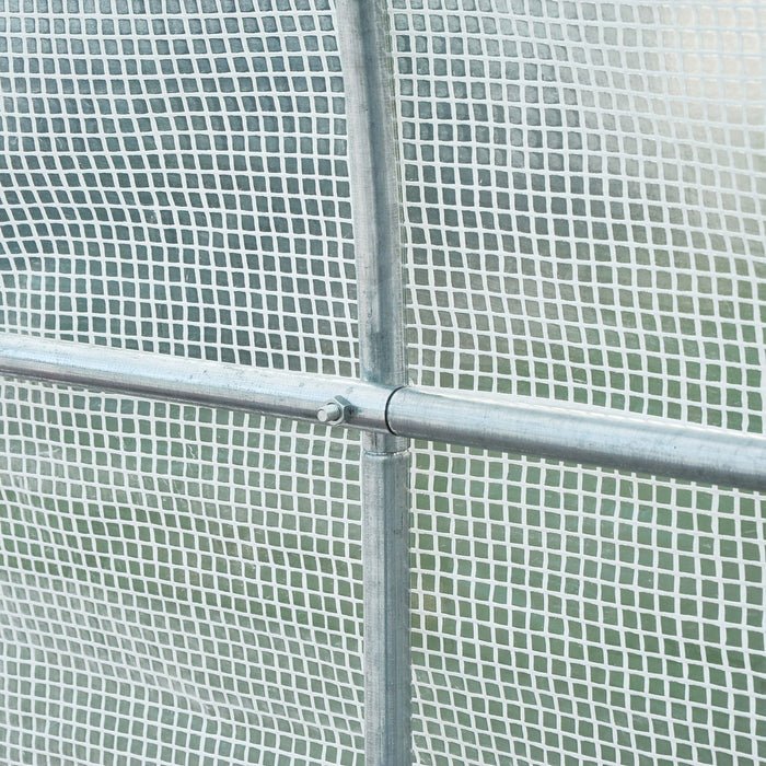 Outsunny 8.2x6.6x6.6pi Tunnel De Plain-pied Serre De Jardin Portable Plante De Plus En Plus Chaude Maison Avec Porte Et Fenetre De Ventilation Blanc