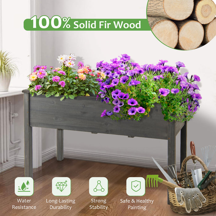 Costway En Bois Souleve Lit De Jardin De Legumes Eleve Cultiver Planteur De Legumes Gris