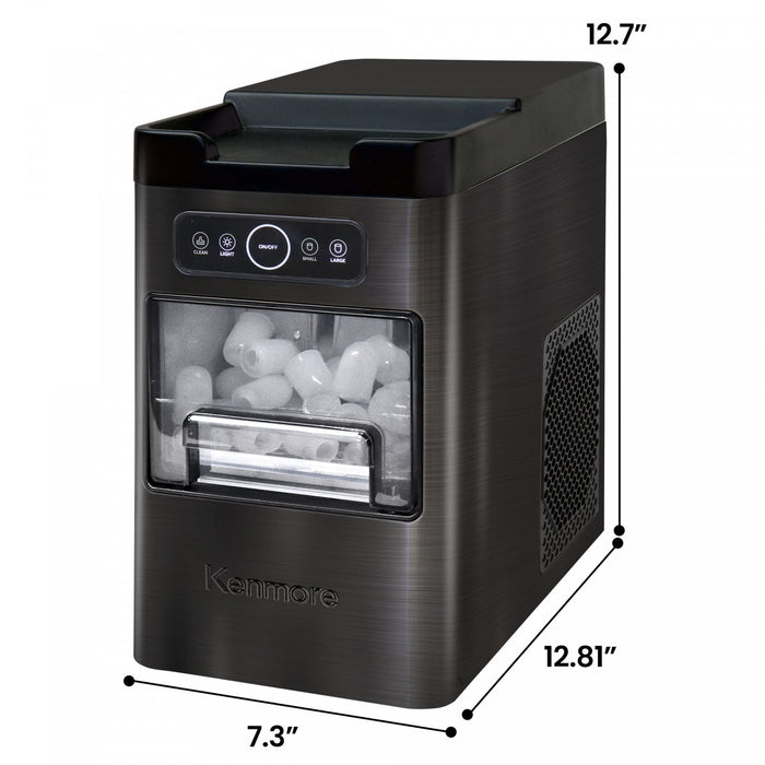 Machine a glacons a chargement frontal Kenmore, 26 lb/24 h, acier inoxydable noir