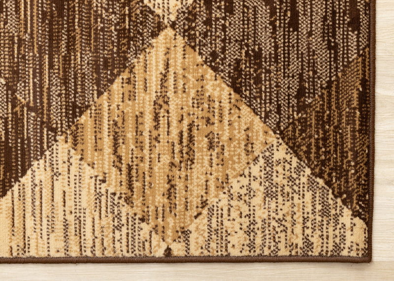 Tapis Florence a motif de losanges vieillis brun beige, 7'9\" x 10'6\"