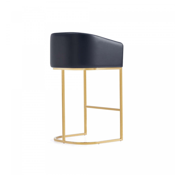 Tabouret de bar rembourre en metal noir style mid-century modern Louvre