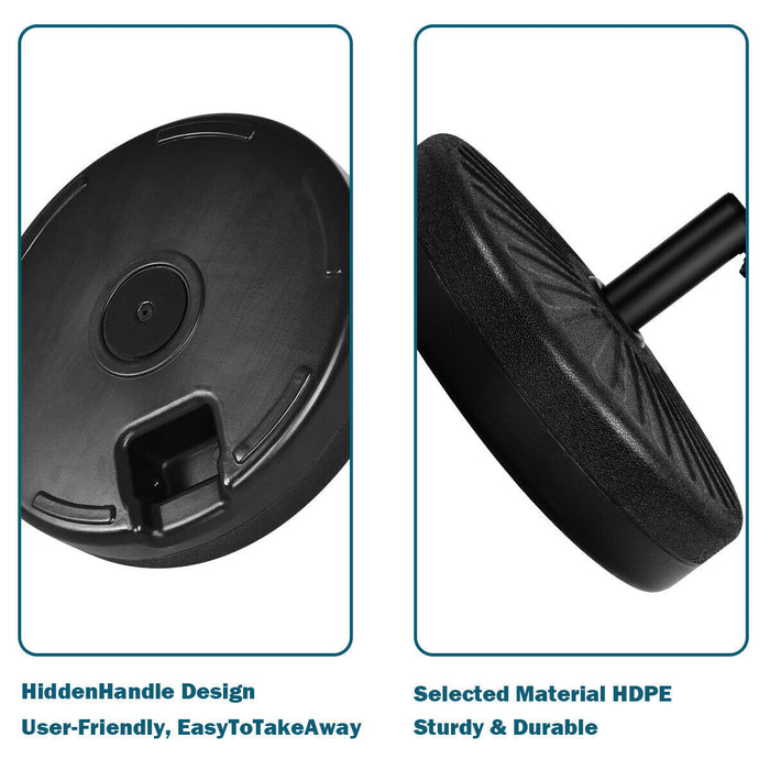 Costway Pied de parasol rond 20'' 23L rempli d'eau pour mobilier de patio auto-remplissage