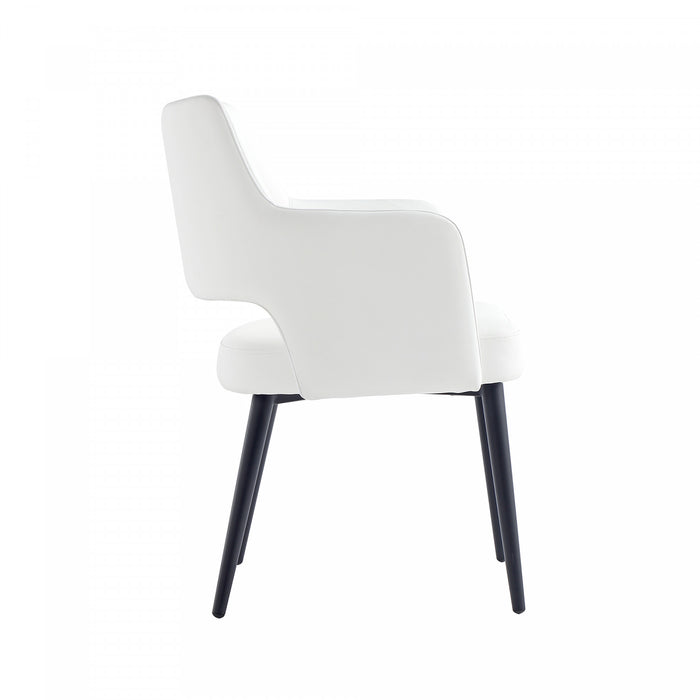 Fauteuil moderne Tremont en metal et cuir vegetalien blanc