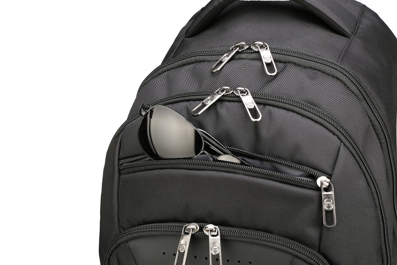 Sac a dos scolaire Swissdigital Sursee – Sac pour ordinateur portable de 17\", SDD Finder, systeme Add-A-Bag, bord reflechissant, maille respirante, pret pour le voyage