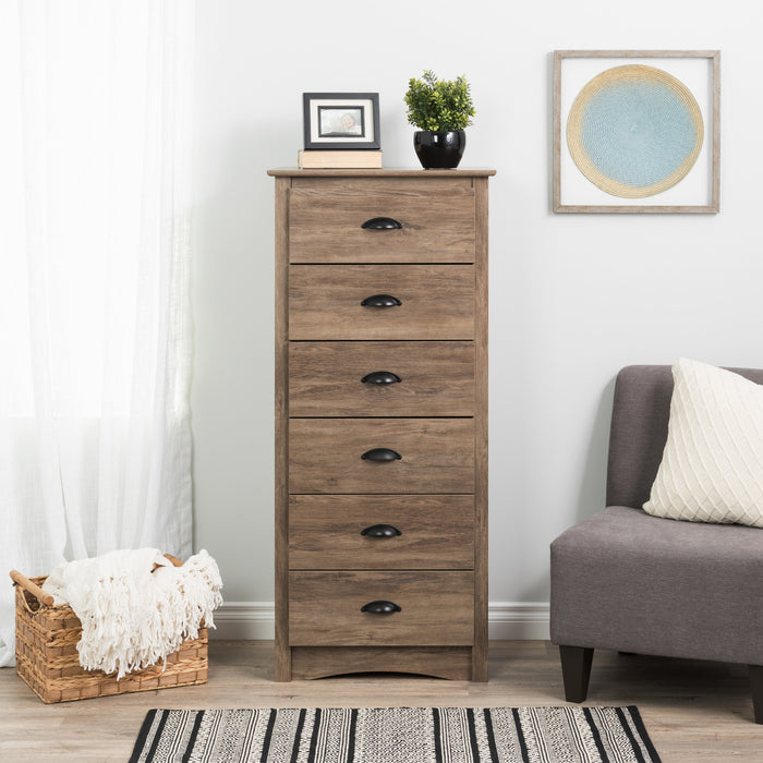 Commode verticale haute Salt Spring à 6 tiroirs - gris délavé