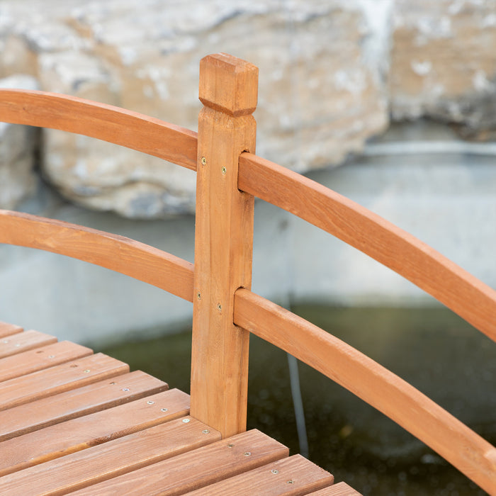 Outsunny Pont De Jardin En Bois De 6 Ft Passerelle En Arc Classique Avec Garde-corps Pour Passerelle De Bassin De Ruisseau Orange