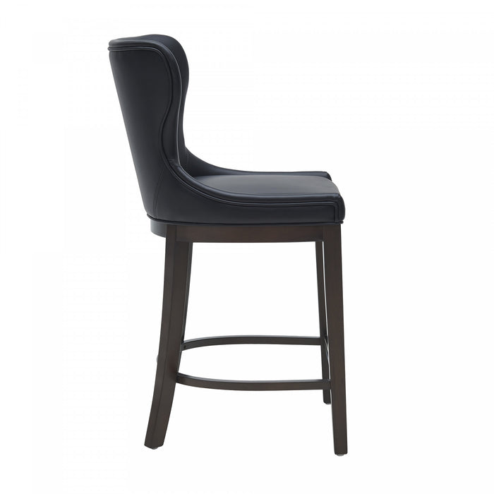 Tabouret de comptoir Blair moderne en bois et tissu, noir - Lot de 2