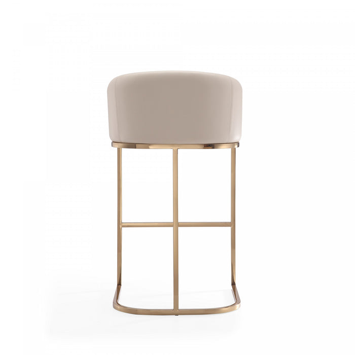 Tabouret de bar rembourre en metal style mid-century moderne Louvre, creme - Lot de 3