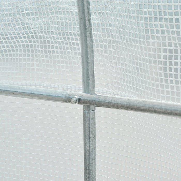 Outsunny 11.5x6.6x6.6pi Tunnel De Plain-pied Serre De Jardin Portable Plante De Plus En Plus Chaude Maison Avec Porte Et Fenetre De Ventilation Blanc