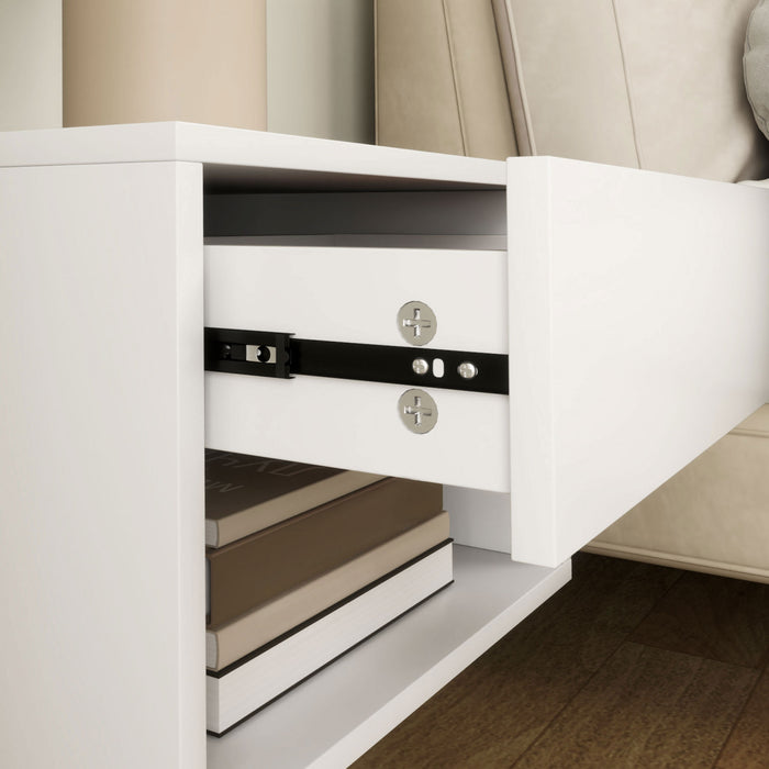 HOMCOM Lot de 2 tables de chevet flottantes avec tiroir et etagere, blanc