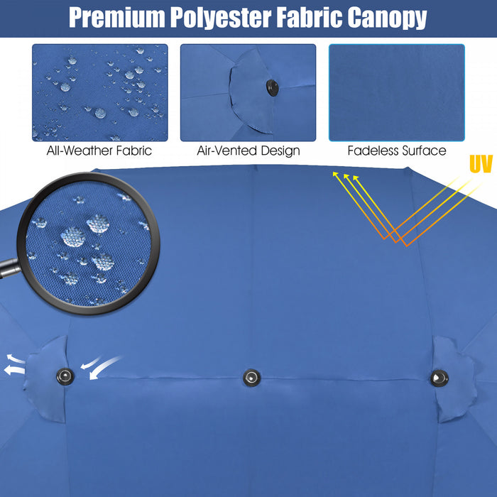 Costway Parasol double face 15FT a manivelle pour patio Jardin marche protection solaire Navy