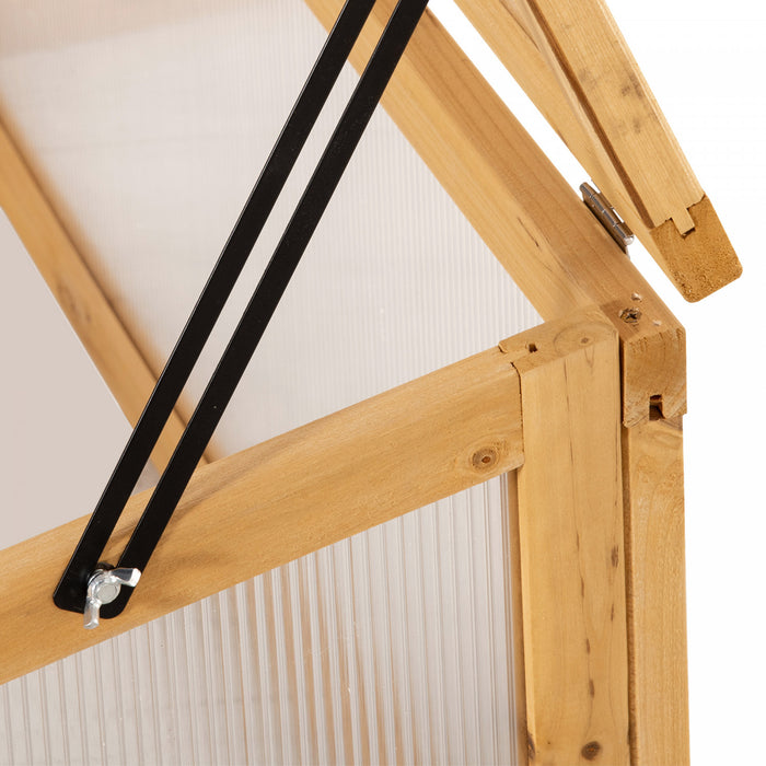 Outsunny Serre A Cadre Froid En Bois Avec Toit Ouvrant, 35.5 \"x23.5 \"x15.75\", Light Brown