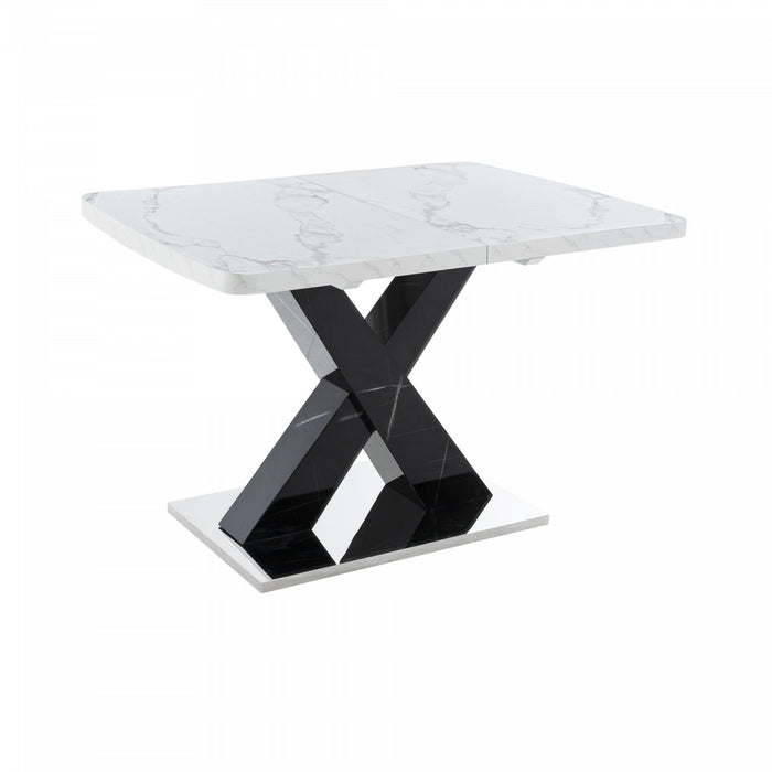 Liam Table a manger rectangulaire moderne extensible avec pieds en X et base en metal, noir