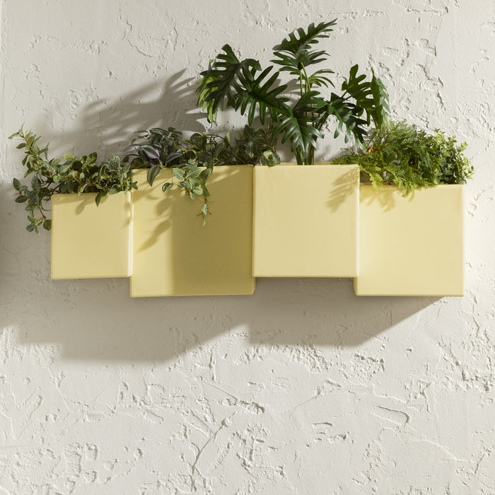 Ensemble 2 jardinières murales Dalya pour l'extérieur - jaune pâle