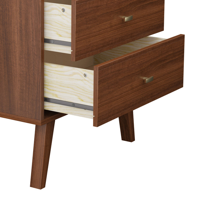 Commode verticale haute Milo à 4 tiroirs - cerisier
