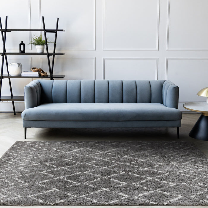 Tapis Taylor a poils longs diamants rustiques creme gris, 5'3\" x 7'7\"