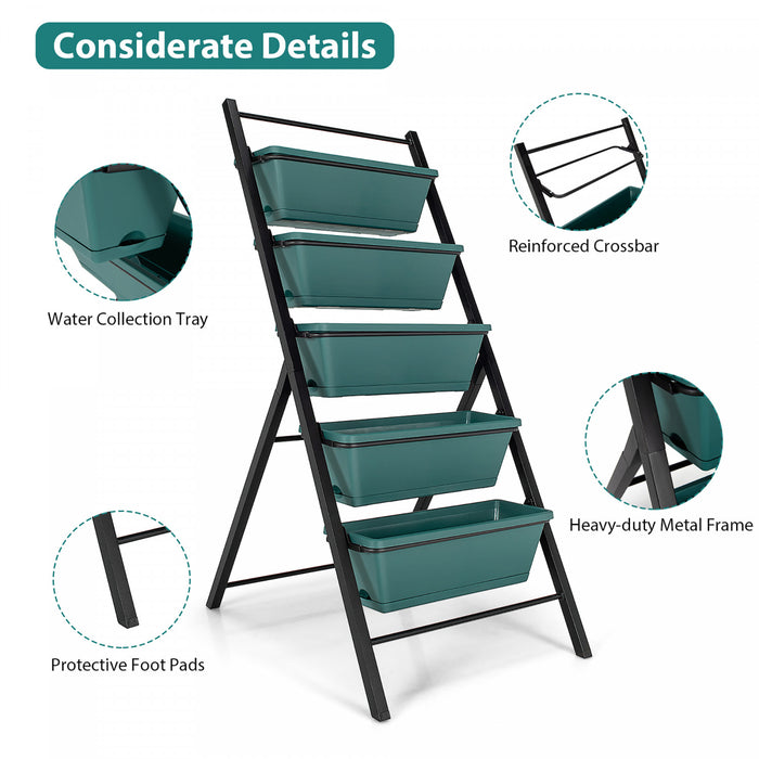 Boite De Planteur De Jardin Vertical Costway A 5 Niveaux Eleve Lit Eleve W / 5 Conteneur Vert