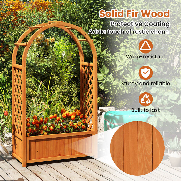 Costway 1 Pc Souleve Lit De Jardin En Bois Boite De Planteur Elevee Avec Treillis En Treillis Et Toit Doule