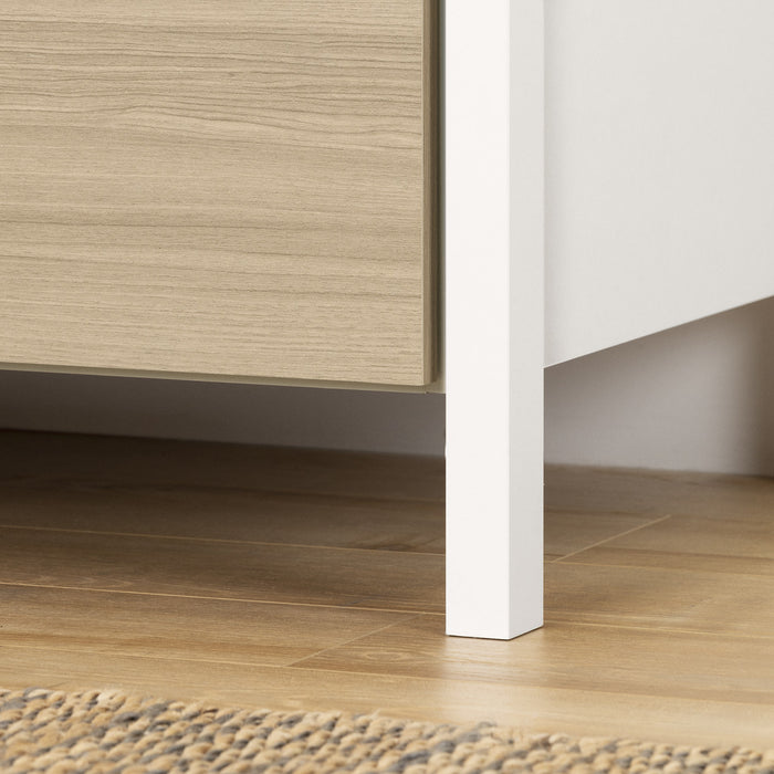 Munich Commode 6 Tiroirs - Blanc Et Orme Naturel