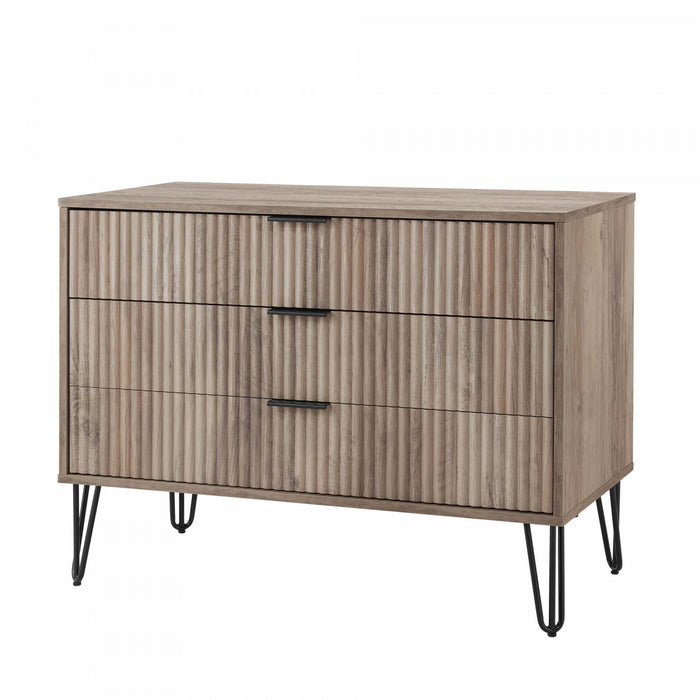 Commode Dumbo Moderne 35\" a rainures en gris rustique (3 tiroirs)
