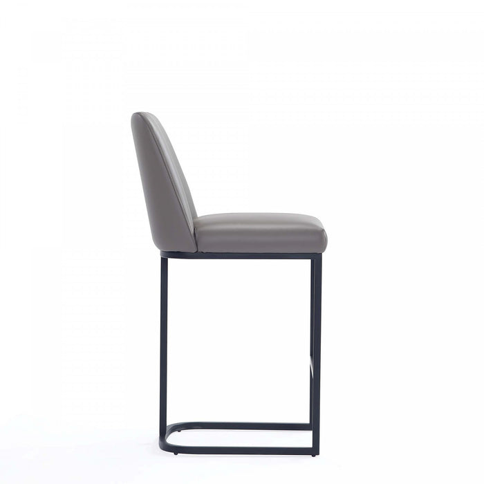 Tabouret de comptoir moderne en metal et tissu Serena, coloris taupe