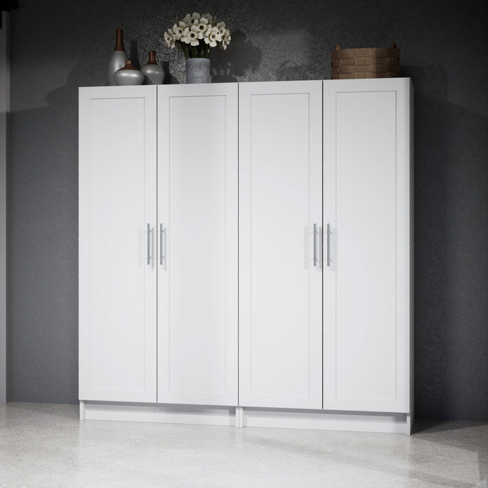 Armoire d’appoint de rangement Elite avec portes à panneaux et 3 tablettes - blanche