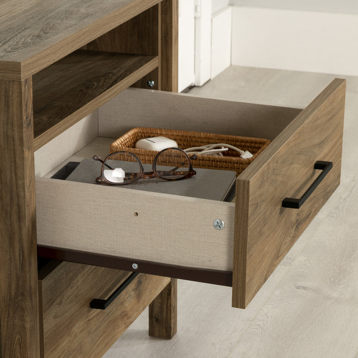 Gravity Table De Chevet 2 Tiroirs - Manguier Naturel