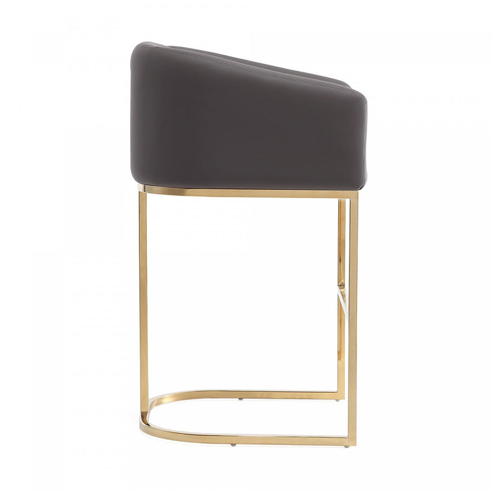 Tabouret de comptoir rembourre en metal gris style mid-century modern Louvre - Lot de 3