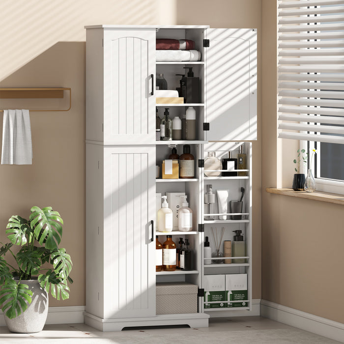 HOMCOM Armoire de rangement, 64 po, avec etageres reglables, blanc