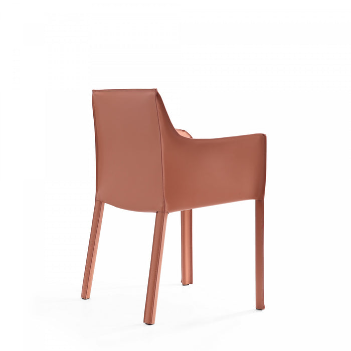 Chaise de salle a manger moderne en cuir vegetalien Vogue en argile - Lot de 2