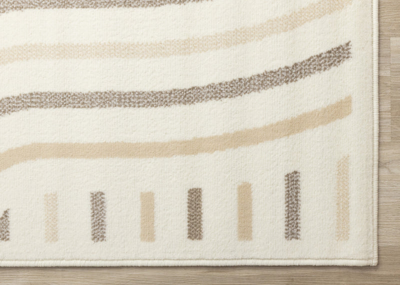 Tapis Florence a motifs de lignes courbes creme, beige et brun, 2'7\" x 4'11\"