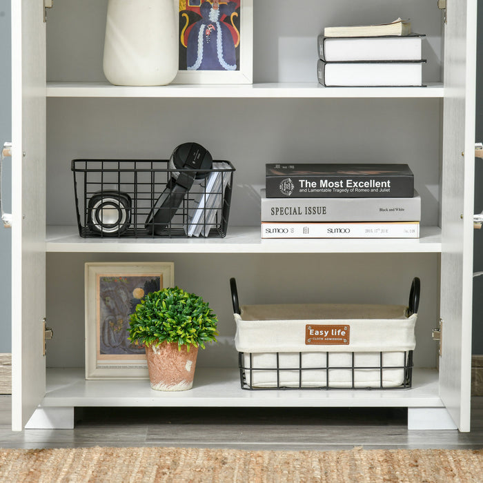 HOMCOM Armoire Rustique Bibliotheque 4 Etageres Blanc