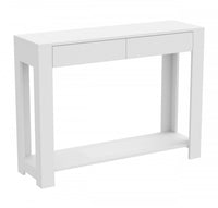 Console de 40 po avec 2 tiroirs et tablette - blanche