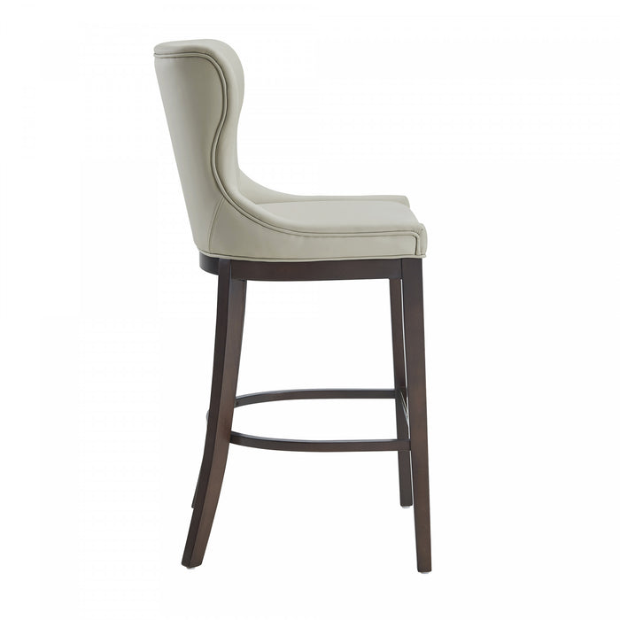 Tabouret de bar Blair moderne en bois avec revetement en tissu coloris pierre