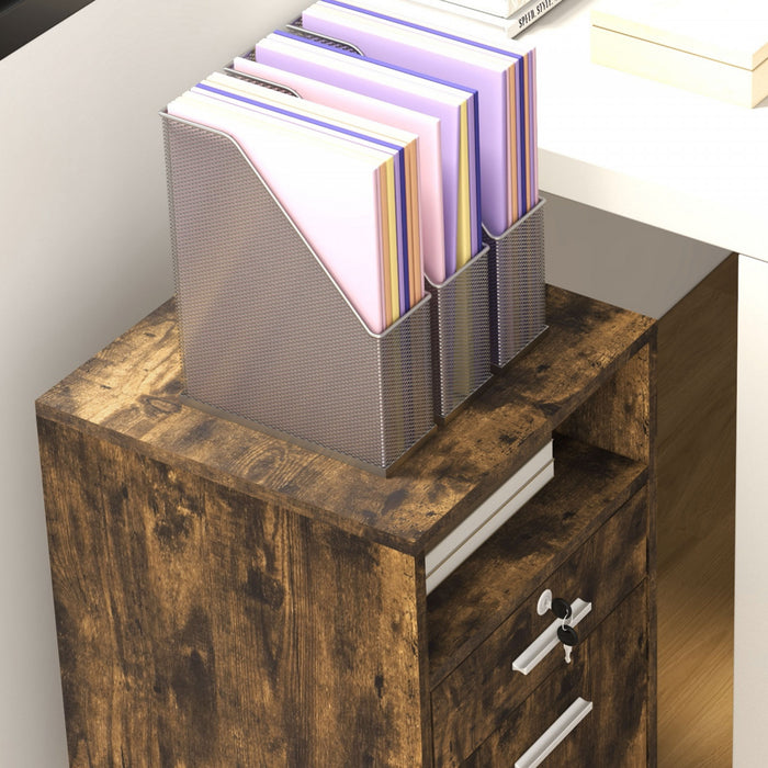 Vinsetto Classeur a 2 tiroirs avec serrure pour format lettre A4, brun