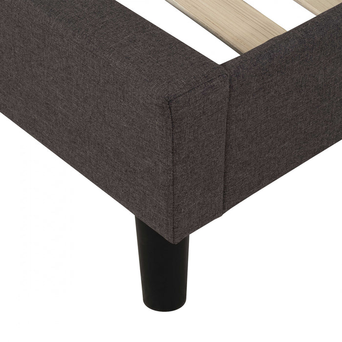 Lit plateforme Linden rembourre avec tete de lit capitonnee - Tres grand