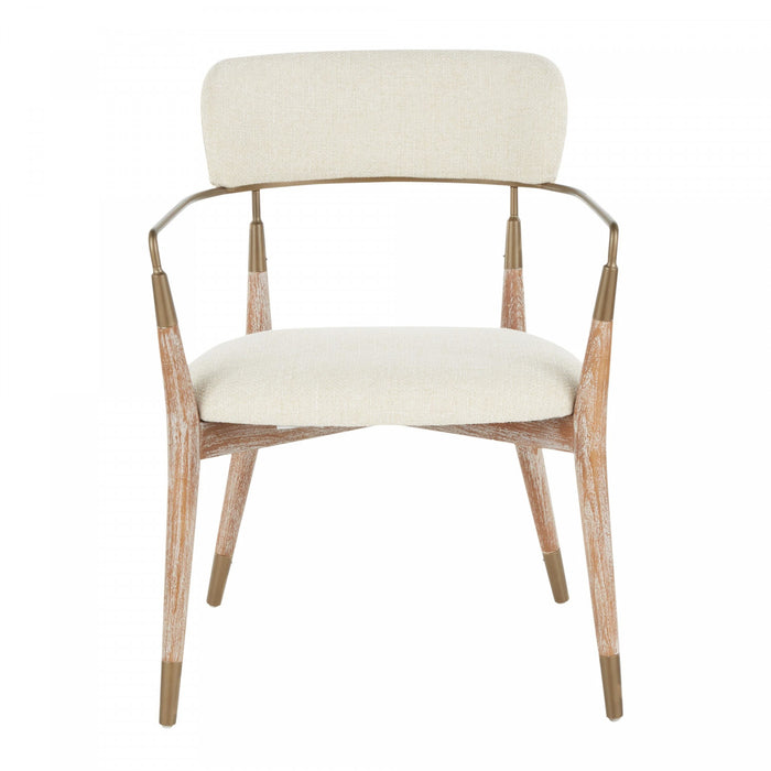 Chaise de salle à manger contemporaine Savannah en tissu crème - ensemble de 2