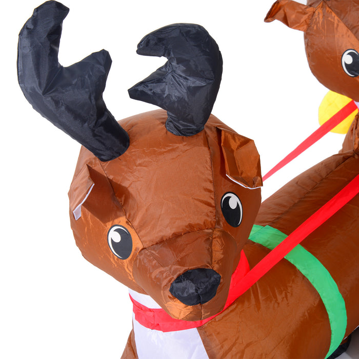 Homcom Traineau Du Pere Noel Gonflable Avec 2 Rennes