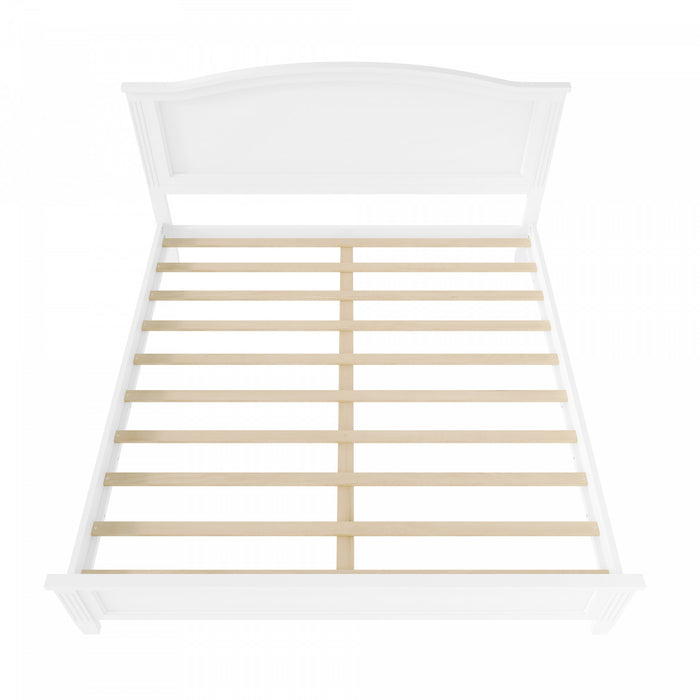 Lit plateforme Benson en bois massif format Full avec tete de lit elegante, blanc